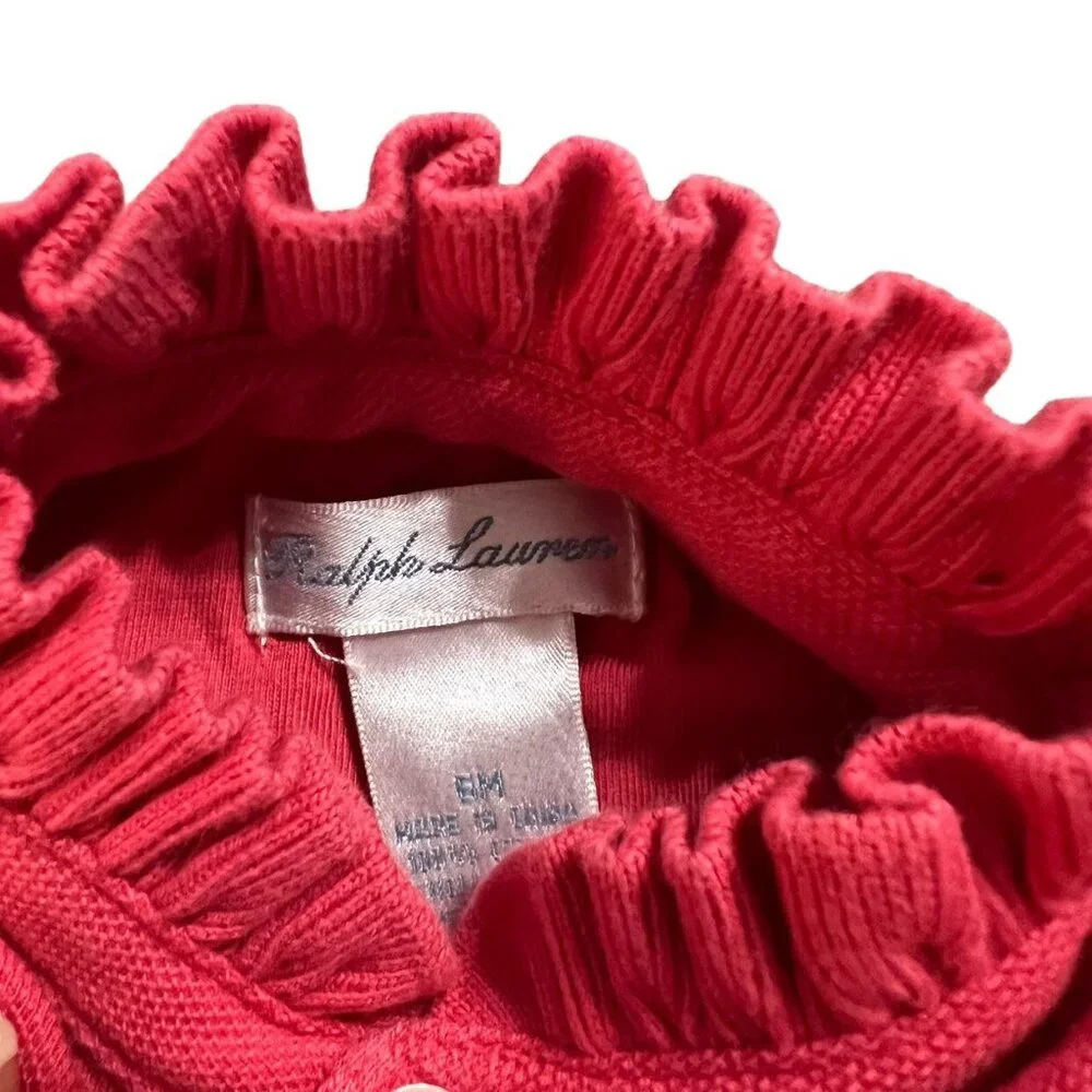 Ralph Lauren 6m Dark Coral Ruffle Bubble Romper